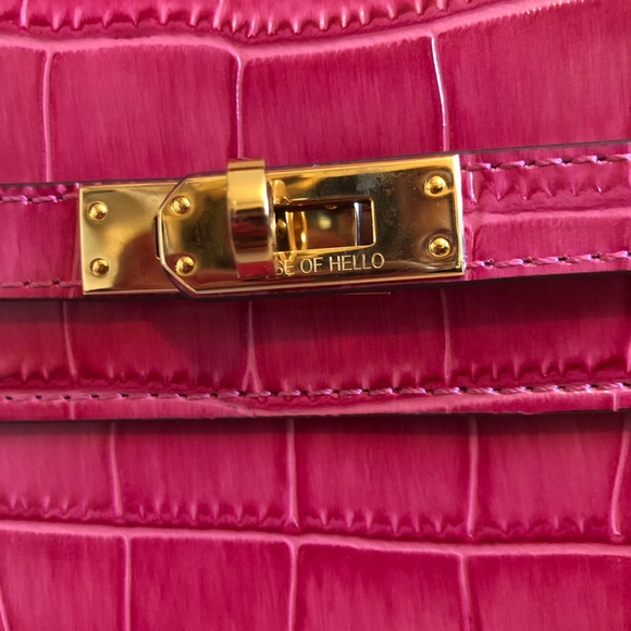 House of Hello Pink Leather Kelly Bag 💯 Authentic - Picture 10 of 14